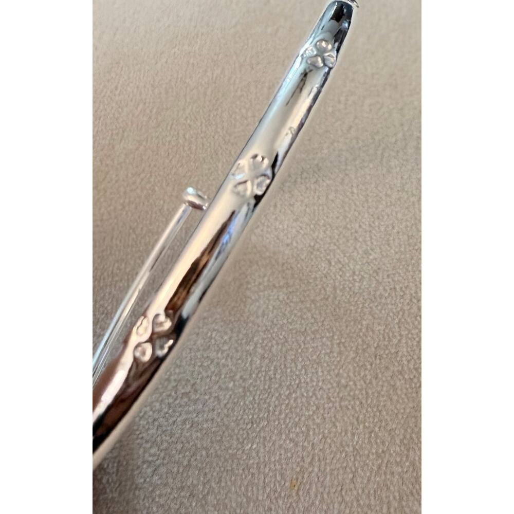 Adjustable Silver-Tone Four Clover Bracelet, STAMPED 999 silver color Bangle - Picture 3 of 5